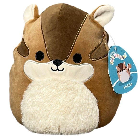 NWT Squishmallows Fuzzy Belly Squad Melzie the Brown Chipmunk 8 inches - Picture 1 of 10